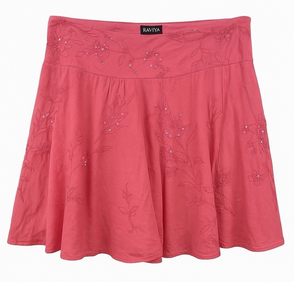 Raviya Pink Embroidered Sequin Skirt Women's Size S Boho Festival